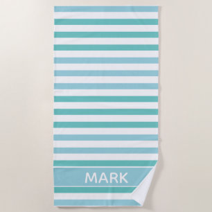 Serviette De Plage Aqua Vert Bleu Et Blancs Personnalisé