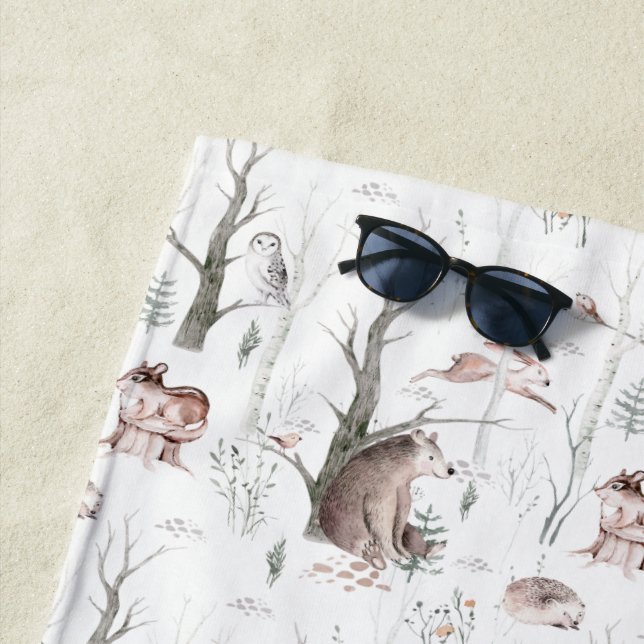 Serviette De Plage Aquarelle Animaux forestiers (En situation)