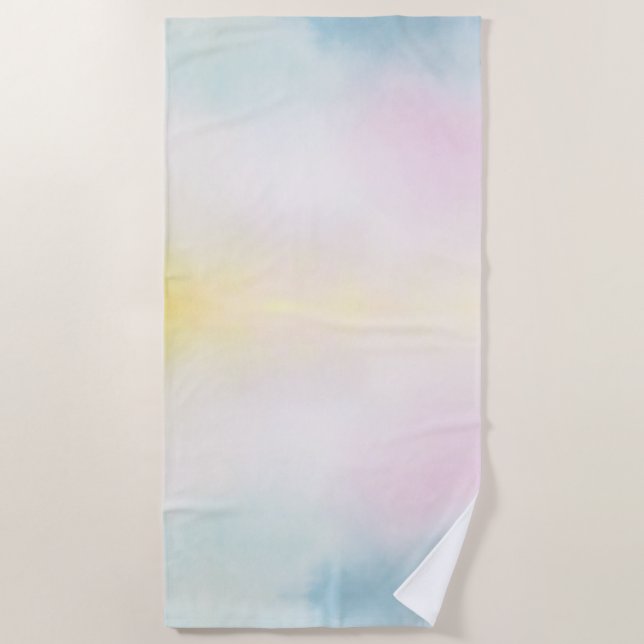 Serviette De Plage Aquarelle Aqua Rose Jaune Tie Dye Ombre (Devant)
