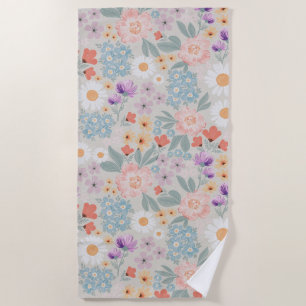 Serviette De Plage Aquarelle Boho Rose Floral