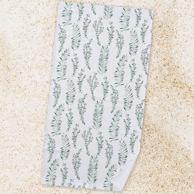 Serviette De Plage Aquarelle botanique Verdure Feuille (Créateur téléchargé)
