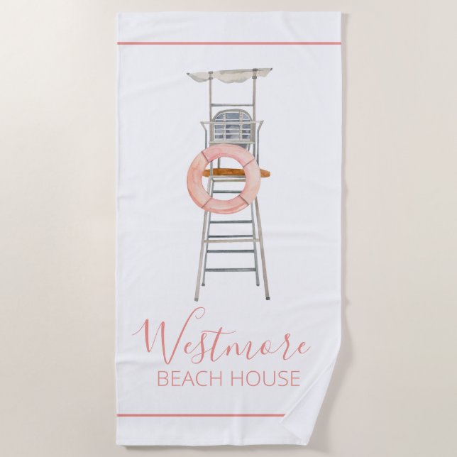 Serviette De Plage Aquarelle Chaise de garde-vie (Devant)