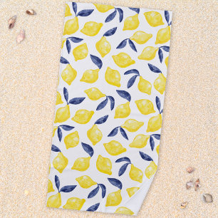Serviette De Plage Aquarelle Citron méditerranéen