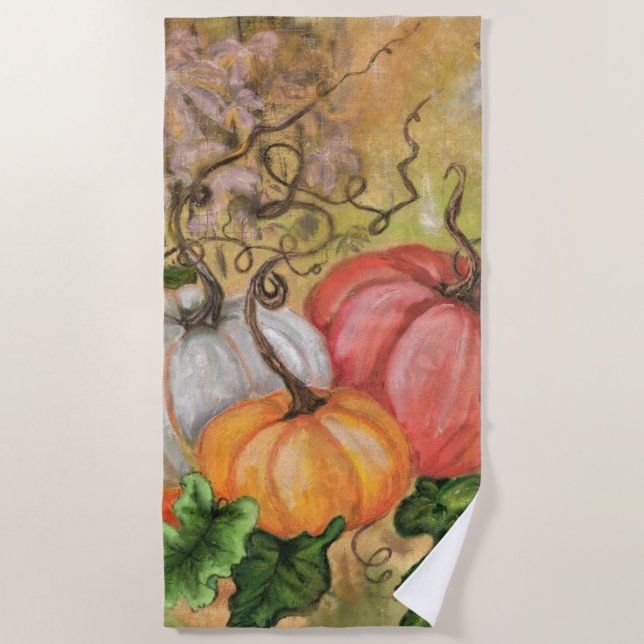 Serviette De Plage Aquarelle Citrouille Beach Towel (Devant)