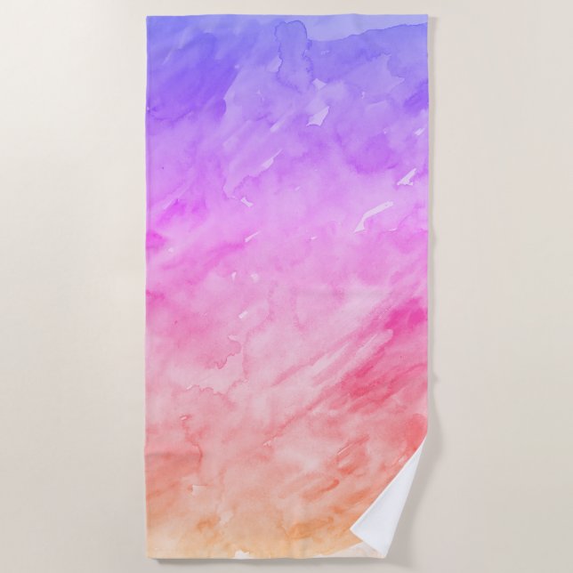 Serviette De Plage Aquarelle Côte Motif pourpre (Devant)