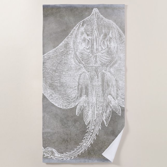 Serviette De Plage Aquarelle côtière Rayon de patinage Moteur Neutre (Devant)