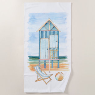 Serviette De Plage Aquarelle de la scène de plage