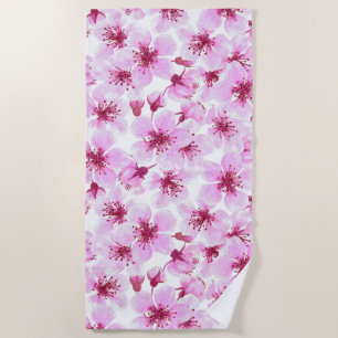 Serviette De Plage Aquarelle en fleurs de cerisier