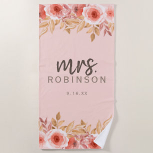 Serviette De Plage Aquarelle Floral Date