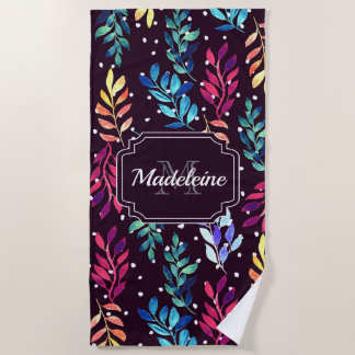 Serviette De Plage Aquarelle Florale