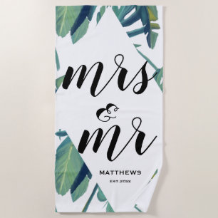 Serviette De Plage Aquarelle Moderne Tropical mrs & m Summer Holiday