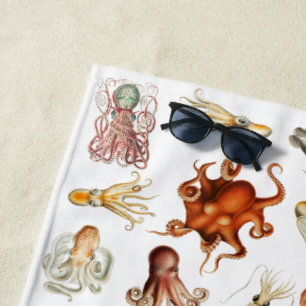 Serviette De Plage Aquarelle Octopus Cephalopod Océan Animaux