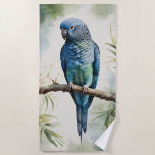 Serviette De Plage Aquarelle Parakee bleu Eucalyptus Tree
