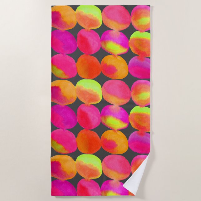 Serviette De Plage Aquarelle rainbow spots art style plage (Devant)
