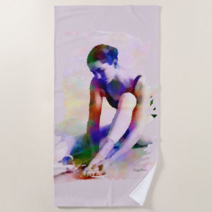 Serviette De Plage Aquarelle rose Ballerina Art contemporain