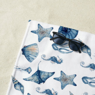 Serviette De Plage Aquarelle sous le Motif de mer