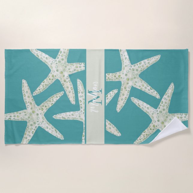 Serviette De Plage Aquarelle Starfish Beach (Devant)