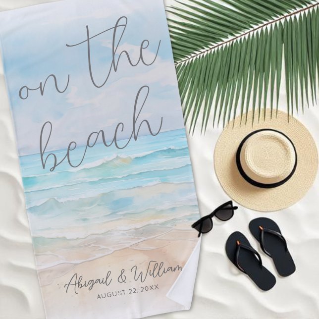 Serviette De Plage Aquarelle sur le mariage à la plage (Watercolor On The Beach Wedding Towel )