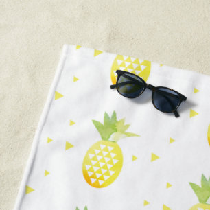 Serviette De Plage Aquarelle tropicale douce à ananas d'été Motif