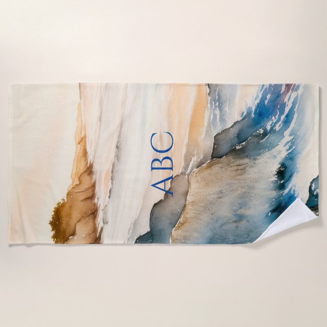 Serviette De Plage Aquarelle Zen Côte paisible (Devant)