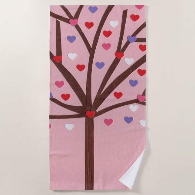 Serviette De Plage Arbre de coeur (Devant)