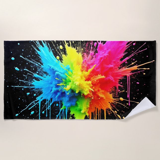 Serviette De Plage Arbre en poudre arc-en-ciel (Devant)