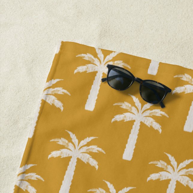 Serviette De Plage Arbre palmier tropical été botanique moutarde mode (En situation)