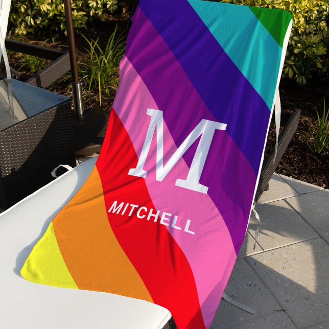 Serviette De Plage Arc-en-ciel 8 bandes Gay pride personnalisé Monogr (Créateur téléchargé)