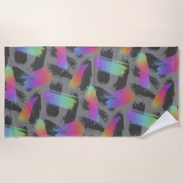 Serviette De Plage arc-en-ciel rétro radical : (Devant)