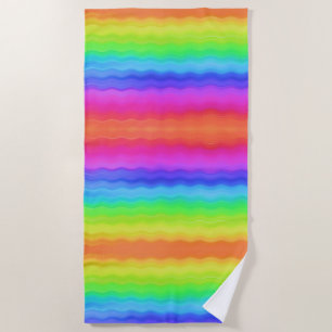 Serviette De Plage Arc-en-ciel Vague Vague Couleur Pastel Progressive
