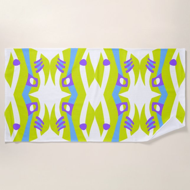 Serviette De Plage Arche Abstraite Noah Vert pourpre bleu (Devant)