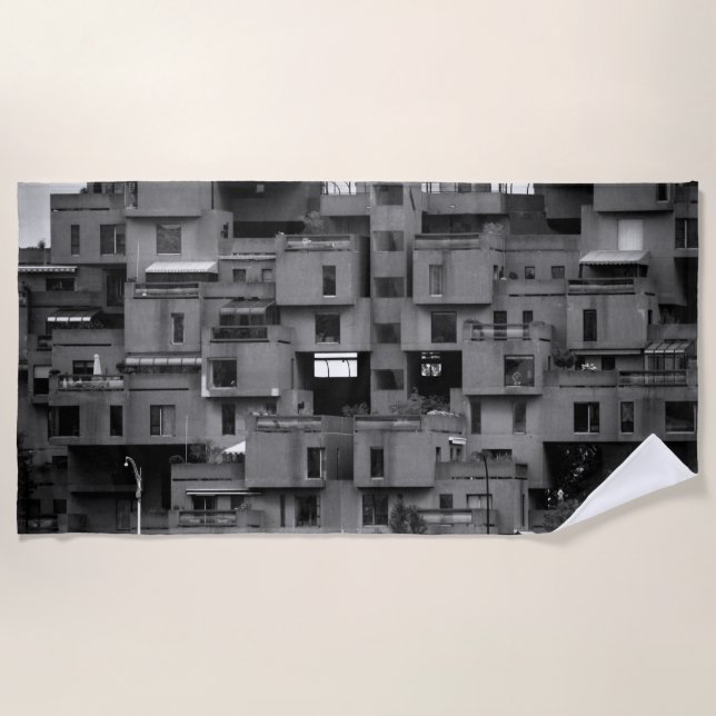 Serviette De Plage Architectural noir et blanc  (Devant)