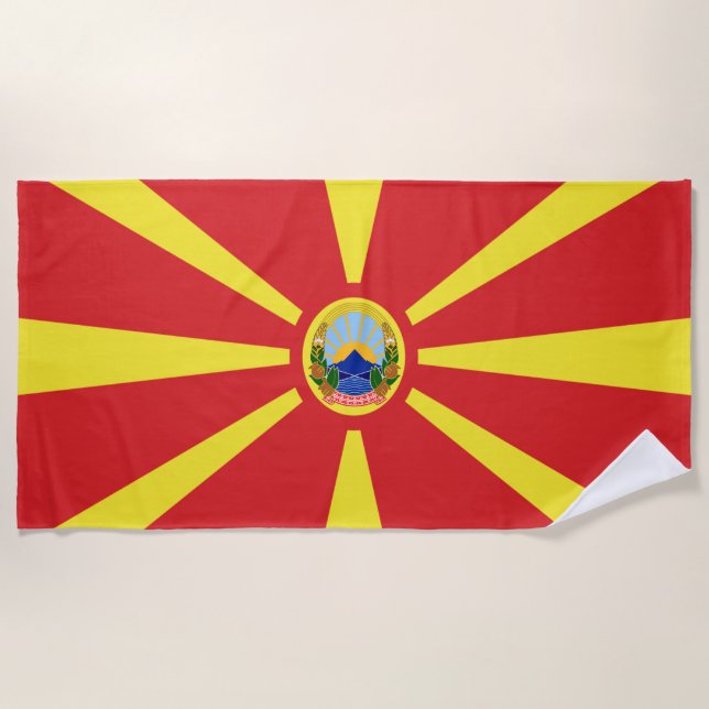 Serviette De Plage Armoiries de la Macédoine du Nord (Devant)
