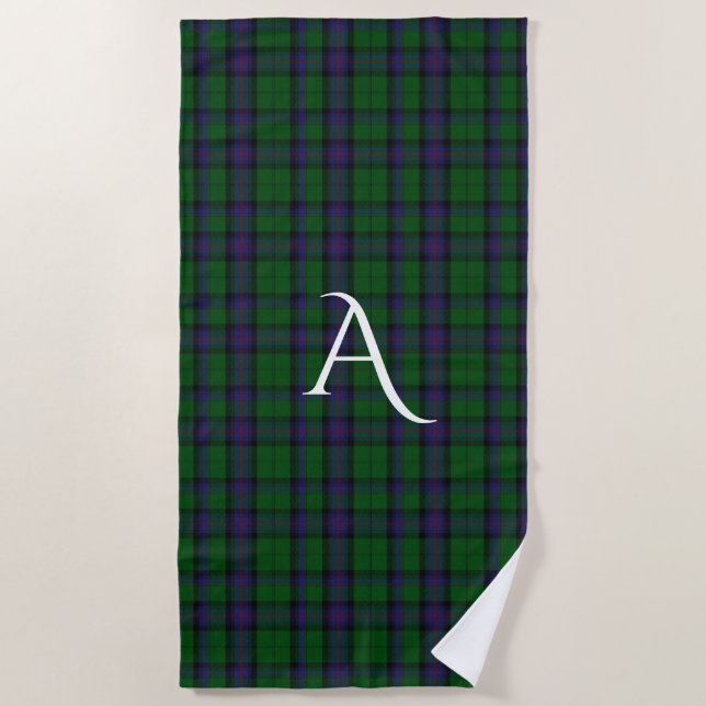 Serviette De Plage Armstrong Clan Tartan Plaid Monogram Beach Towne (Devant)