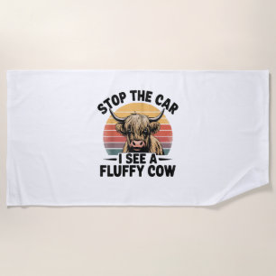 Serviette De Plage Arrêtez La Voiture Je Vois Fluffy Funny Cow Retro