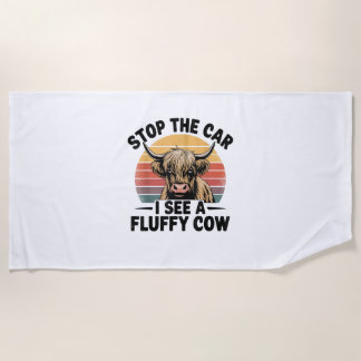 Serviette De Plage Arrêtez La Voiture Je Vois Fluffy Funny Cow Retro 