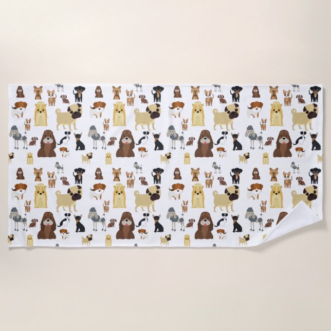 Serviette De Plage arrière - plan blanc chien motif (Devant)