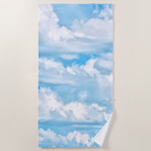 Serviette De Plage Arrière - plan bleu-clair de ciel de nuages