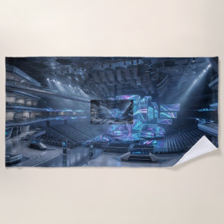 Serviette De Plage Arrière-plan de jeu pour arène d'esports futuriste