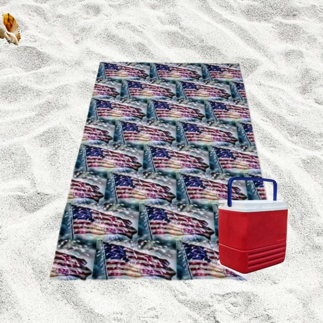 Serviette De Plage Arrière-plan Fireworks (Display your patriotism, in this Fireworks Backdrop Beach Towel!)