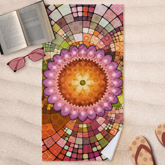 Serviette De Plage Art Abstrait coloré Mandala Mosaic Beach Towel
