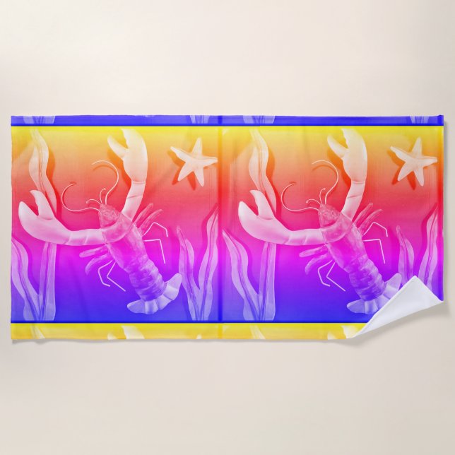 Serviette De Plage Art abstrait de homard (Devant)