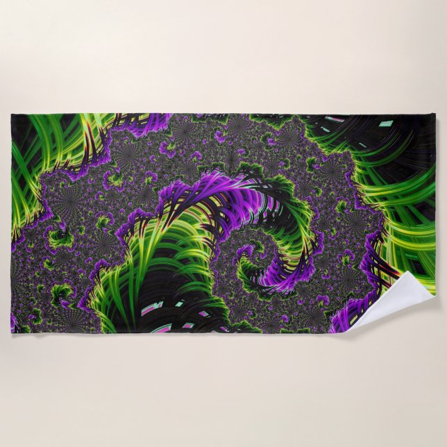 Serviette De Plage Art abstrait fractal en spirale psychédélique écle (Devant)