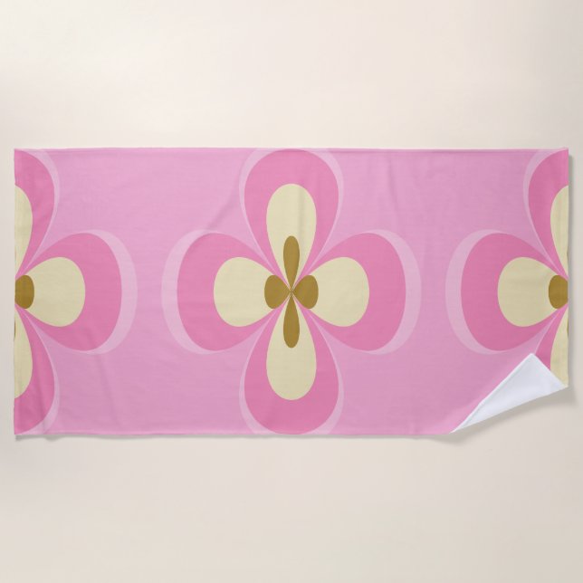 Serviette De Plage Art Abstrait Rose (Devant)