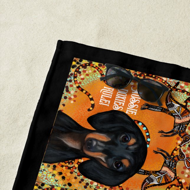 SERVIETTE DE PLAGE ART AUSTRALIEN (En situation)