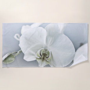 Serviette De Plage Art botanique de l'orchidée blanche élégante