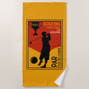 Serviette De Plage Art classique du golf des années 30