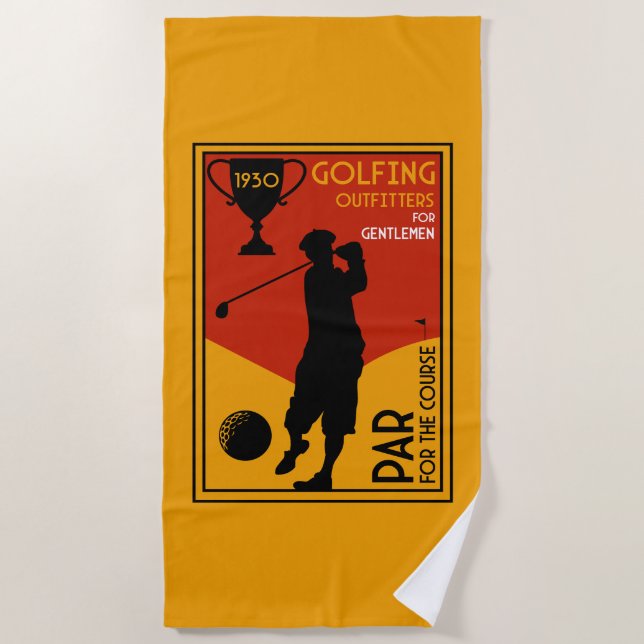 Serviette De Plage Art classique du golf des années 30 (Devant)