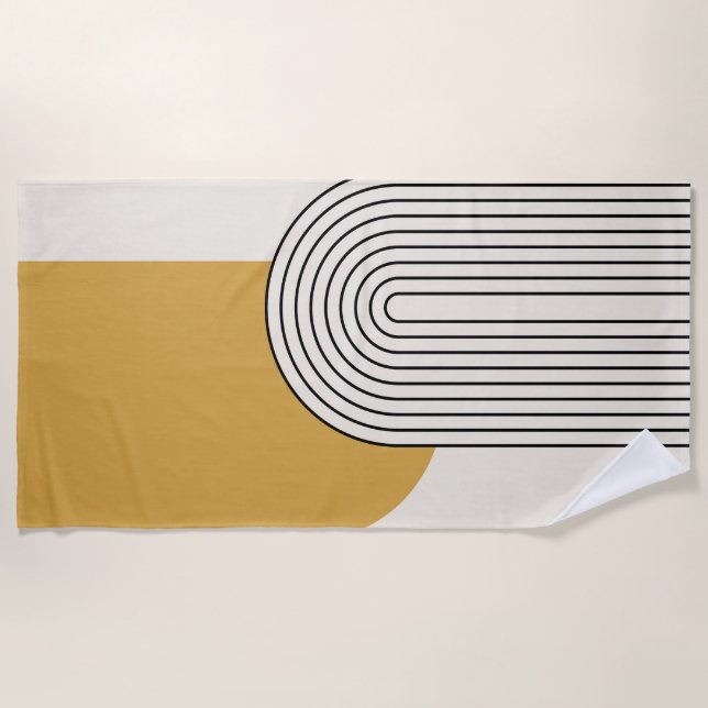 Serviette De Plage Art de ligne de style du milieu du siècle avec arc (Devant)
