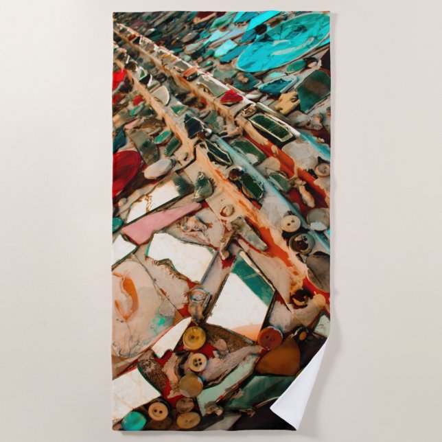 Serviette De Plage Art de mosaïque coloré (Devant)